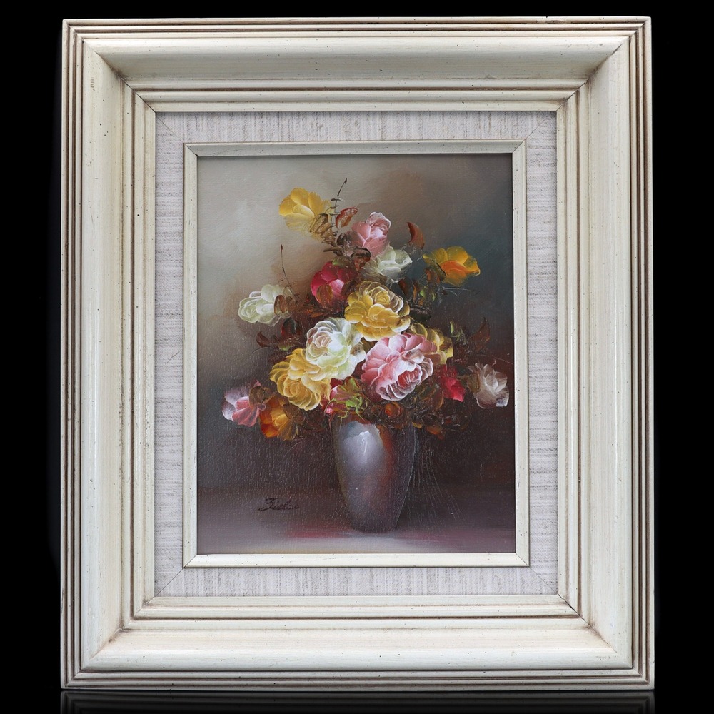 Fields Original Oil Painting Roses 8x10 Floral Still Life Framed COA Home Decor